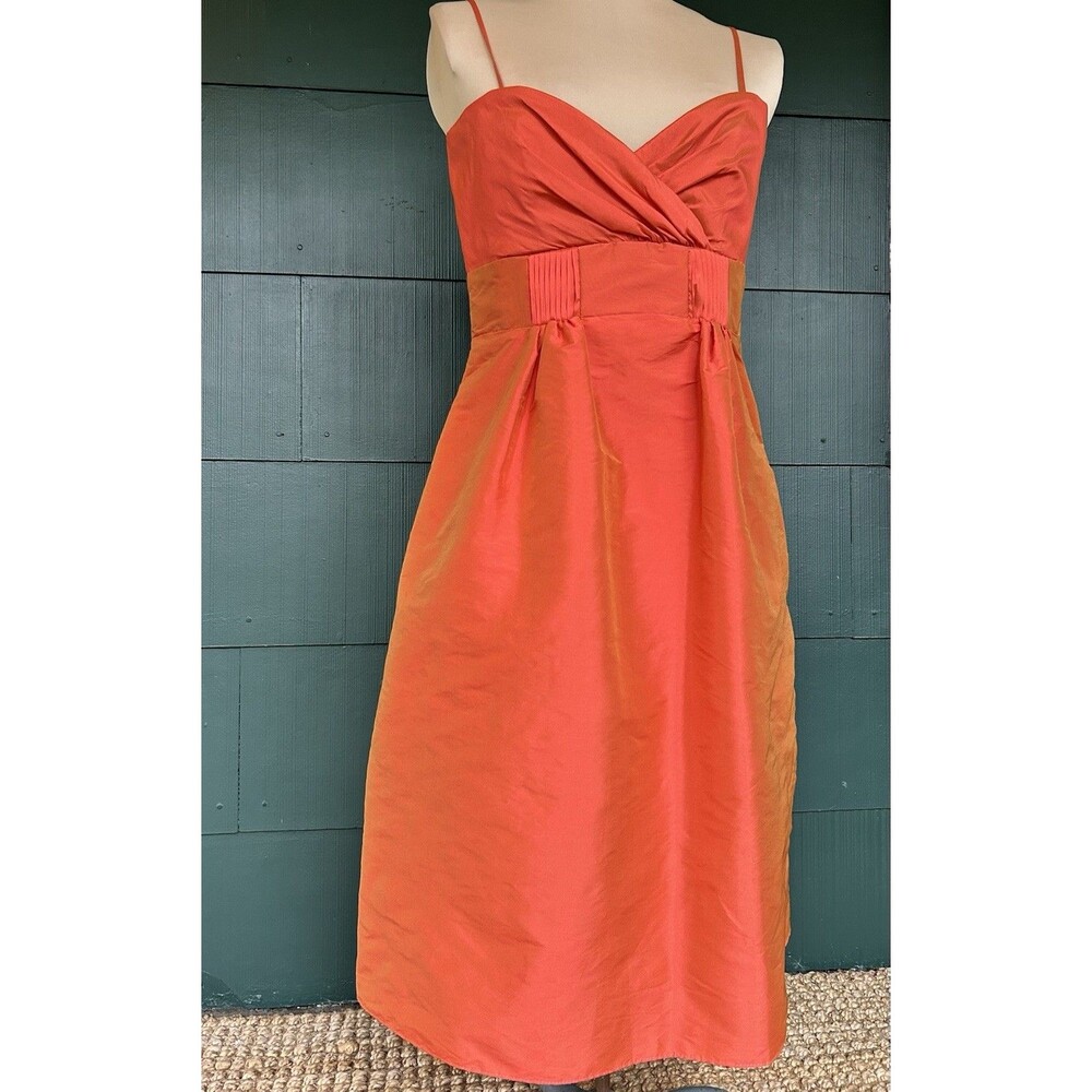 Jim Hjelm Iridescent Orange Silky Shot Taffeta Dress Prom Bridesmaid Size 8